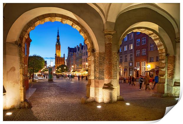 Gdansk Old Town From Green Gate Print by Artur Bogacki