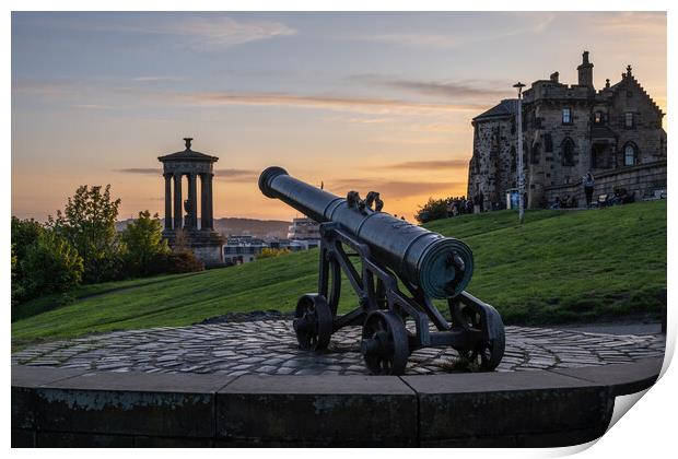 Portuguese Cannon On Calton Hill In Edinburgh Print by Artur Bogacki
