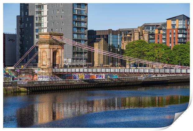 Glasgow Suspension Bridge On River Clyde Print by Artur Bogacki