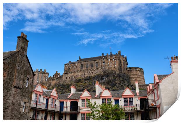 Edinburgh Castle And Apartment Building Print by Artur Bogacki