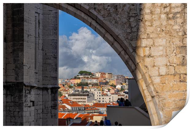 Lisbon Through Arch Of Canvo Convent Print by Artur Bogacki