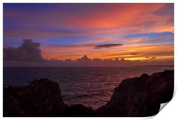 Algarve Coastline At Sunset In Portugal Print by Artur Bogacki