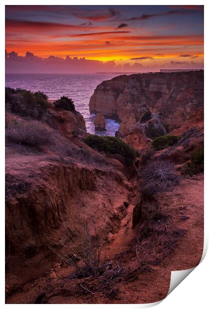 Algarve Coast At Sunset In Portugal Print by Artur Bogacki