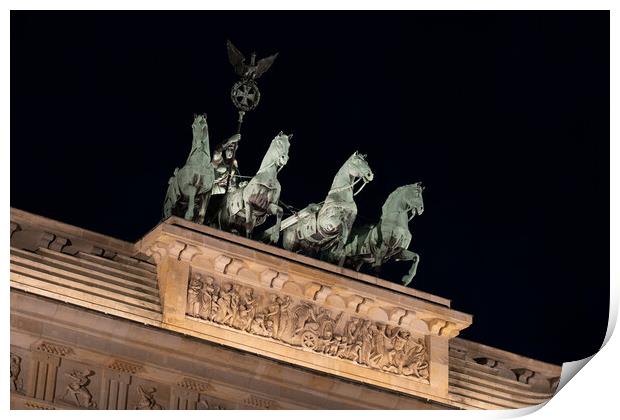 Brandenburg Gate Quadriga At Night In Berlin Print by Artur Bogacki