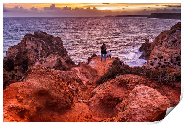 Algarve Coast At Sunset In Portugal Print by Artur Bogacki