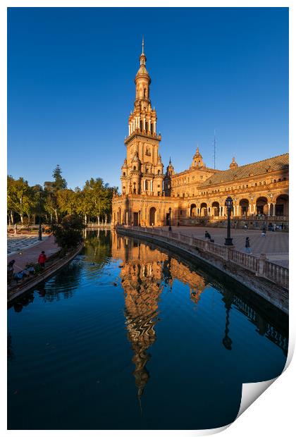 Plaza de Espana North Tower at Sunrise in Seville Print by Artur Bogacki