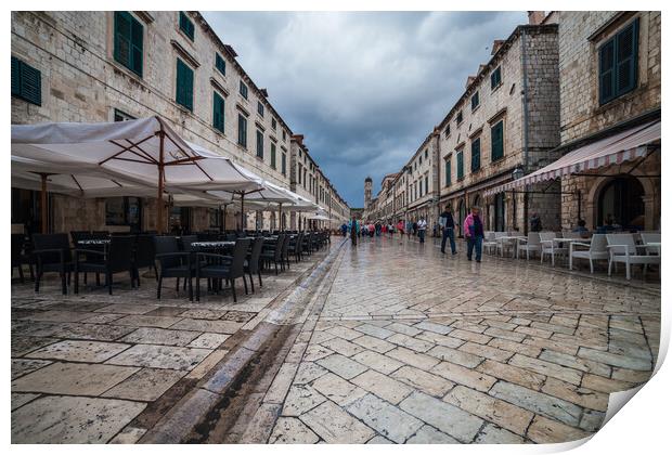 Stradun Street in Old Town of Dubrovnik Print by Artur Bogacki