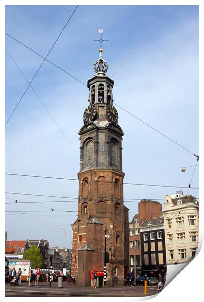 Munttoren Mint Tower in Amsterdam Print by Artur Bogacki