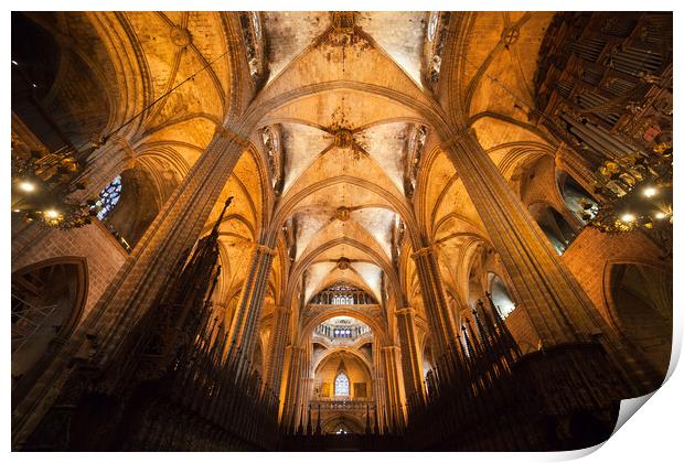 Interior of the Barcelona Cathedral Print by Artur Bogacki