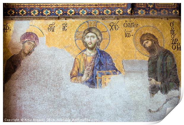 Deesis Mosaic of Jesus Christ Print by Artur Bogacki