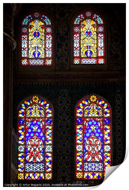 Blue Mosque Stained Glass Windows Print by Artur Bogacki
