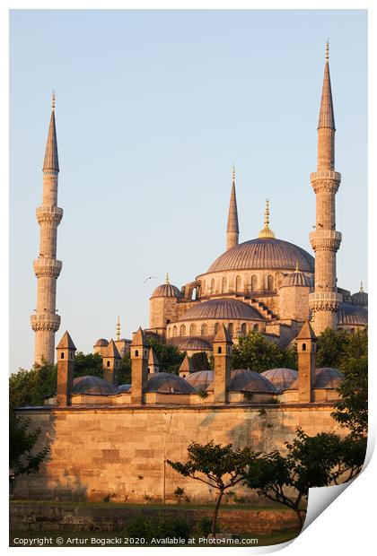 Blue Mosque in Istanbul at Sunrise Print by Artur Bogacki