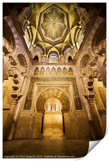 Mihrab and Ceiling of Mezquita in Cordoba Print by Artur Bogacki