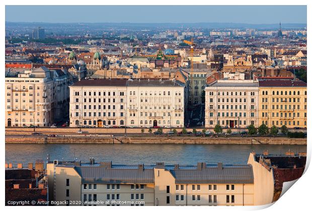 City of Budapest at Sunset Print by Artur Bogacki