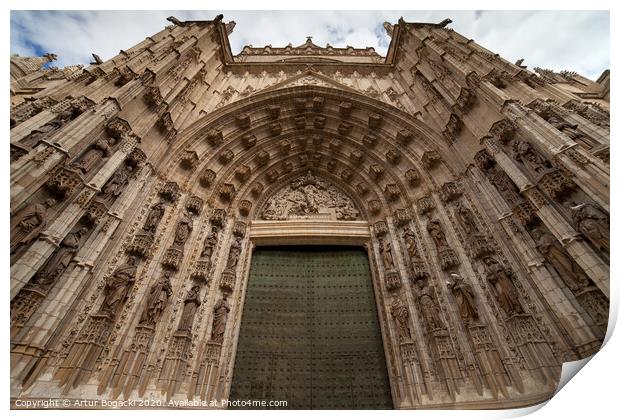 Door of Assumption of Seville Cathedral Print by Artur Bogacki