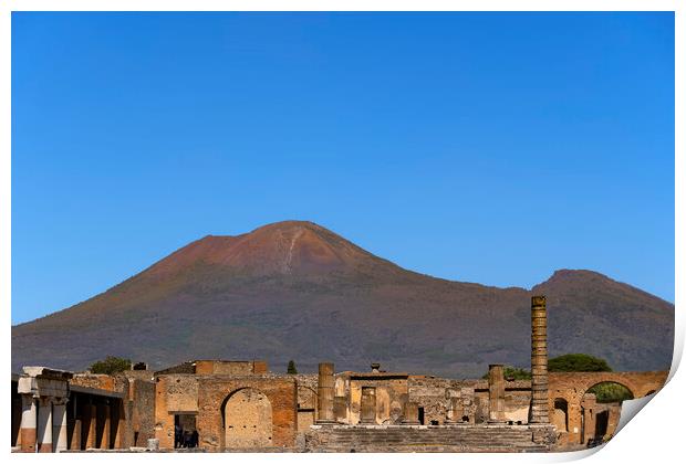 Pompeii Ruins and Mount Vesuvius Print by Artur Bogacki