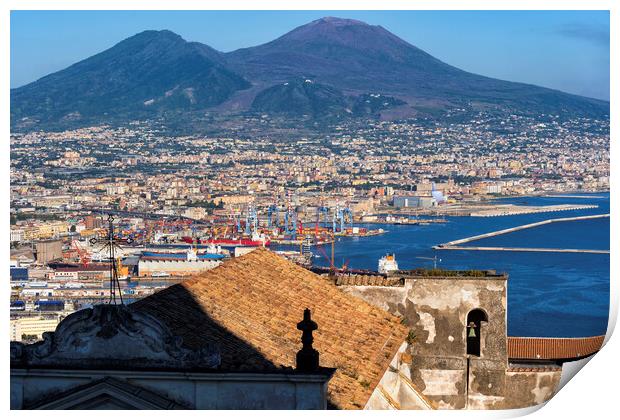 Naples and Mount Vesuvius in Italy Print by Artur Bogacki