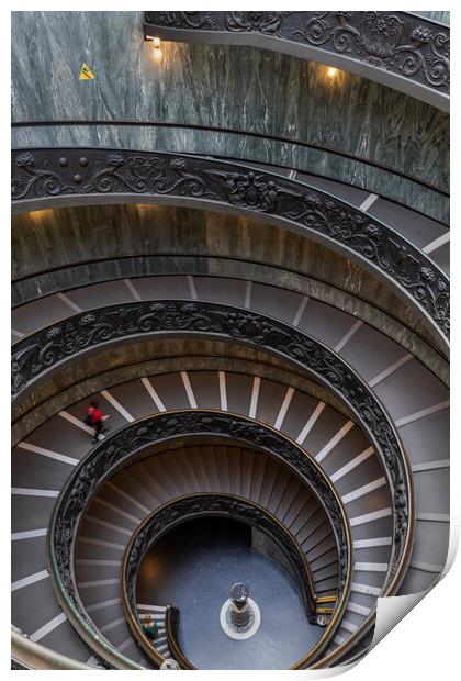 Bramante Staircase in Vatican Print by Artur Bogacki