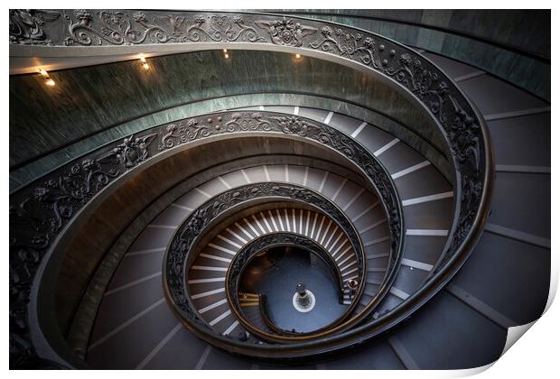 Bramante Staircase In Vatican Print by Artur Bogacki