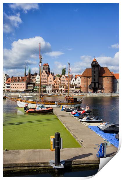 Marina and Old Town of Gdansk Skyline Print by Artur Bogacki