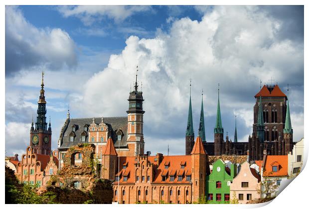 Old Town Skyline of Gdansk Print by Artur Bogacki