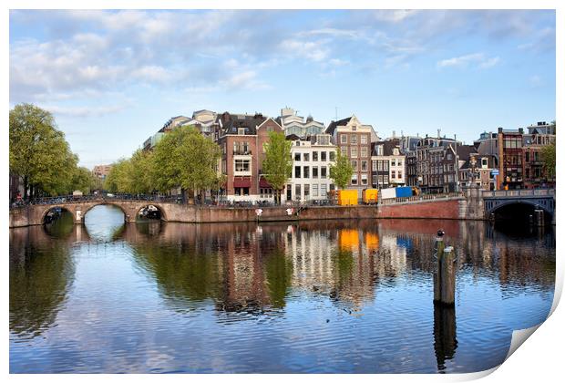 Amstel River in the City of Amsterdam Print by Artur Bogacki