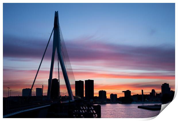 City of Rotterdam Skyline Silhouette Print by Artur Bogacki