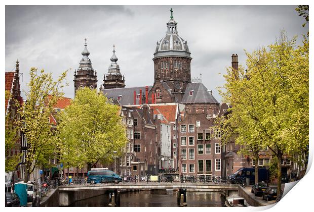 Old Town of Amsterdam in Spring Print by Artur Bogacki