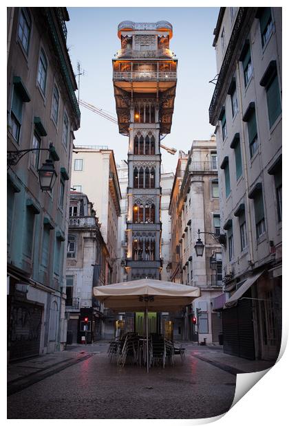 Santa Justa Elevator in Lisbon Print by Artur Bogacki