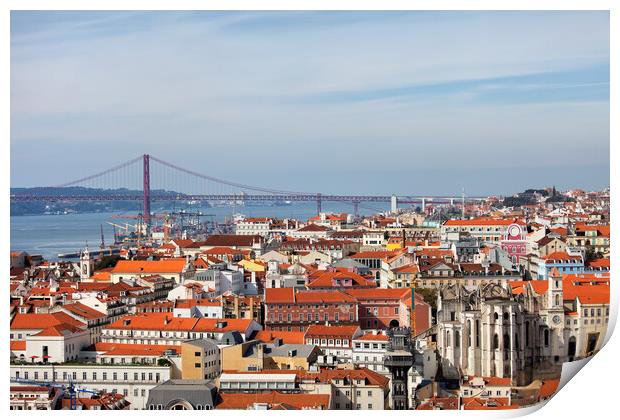 City of Lisbon from Above in Portugal Print by Artur Bogacki
