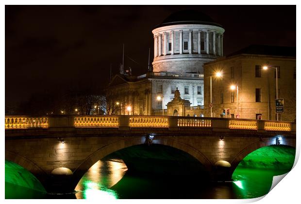 City of Dublin at Night in Ireland Print by Artur Bogacki