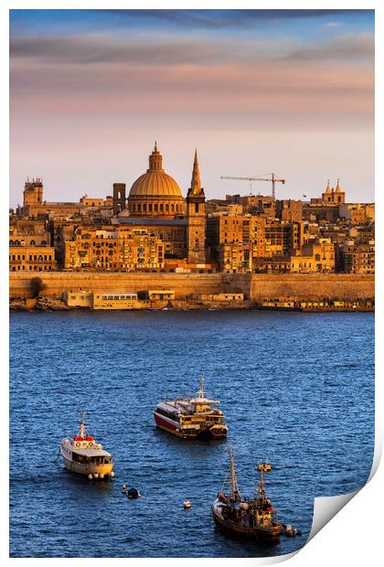 Valletta at Sunset in Malta Print by Artur Bogacki