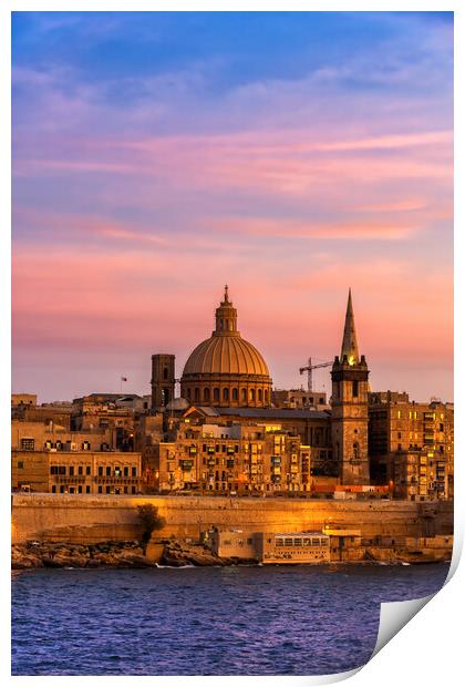 City of Valletta in Malta at Sunset Print by Artur Bogacki
