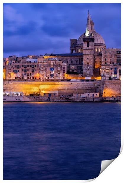 Valletta City At Dusk In Malta Print by Artur Bogacki