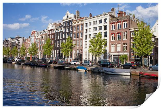Singel Canal Houses in Amsterdam Print by Artur Bogacki
