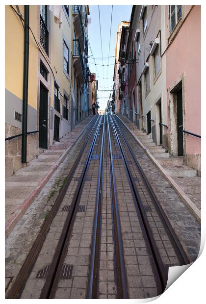 Bica Funicular in Lisbon Print by Artur Bogacki
