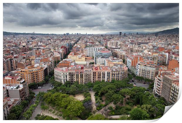City of Barcelona from Above Print by Artur Bogacki