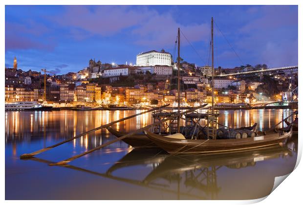 City of Porto at Night in Portugal Print by Artur Bogacki