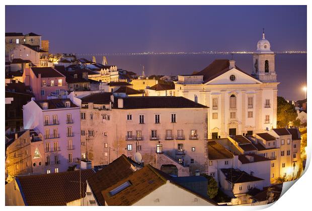 Lisbon at Night in Portugal Print by Artur Bogacki