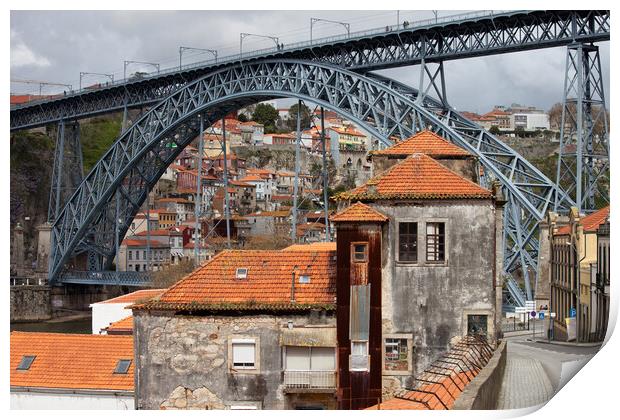 Dom Luis I Bridge in Old City of Porto Print by Artur Bogacki