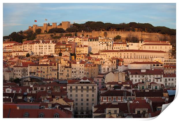 City of Lisbon at Sunset Print by Artur Bogacki