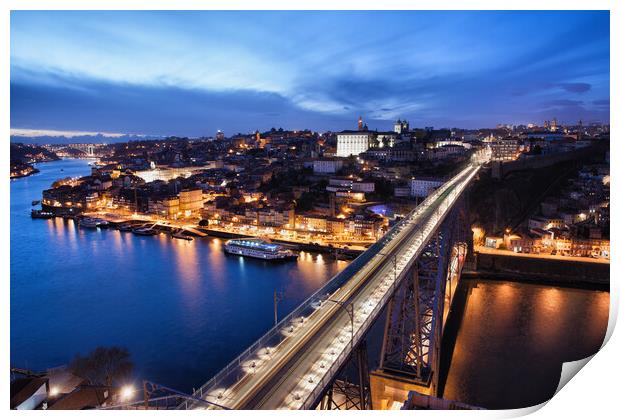 City of Porto at Night in Portugal  Print by Artur Bogacki