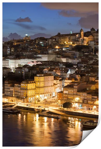 City of Porto in Portugal by Night Print by Artur Bogacki