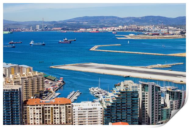 City of Gibraltar Bay and Airport Runway Print by Artur Bogacki