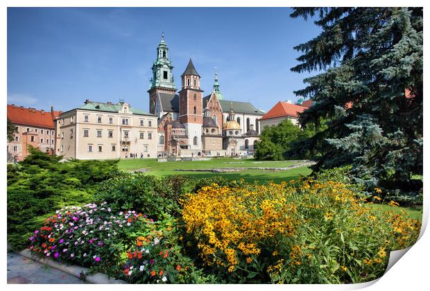 Wawel Cathedral and Garden in Krakow Print by Artur Bogacki