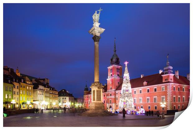 Old Town of Warsaw by Night in Poland Print by Artur Bogacki