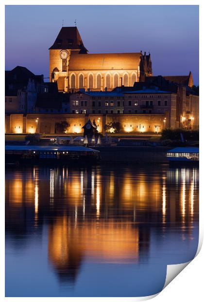 Torun Cathedral With Reflection In River Print by Artur Bogacki