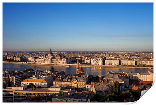 Budapest Sunset Cityscape Print by Artur Bogacki