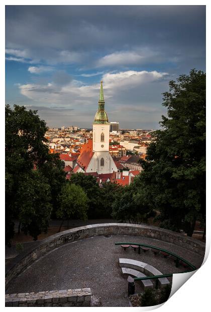 City of Bratislava at Sunset Print by Artur Bogacki