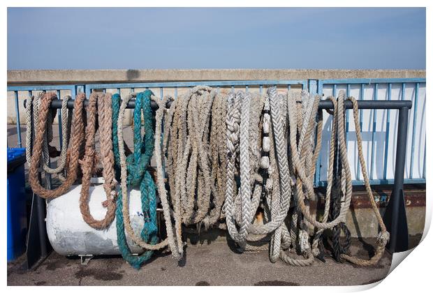 Old Anchor Ropes And Mooring Lines Print by Artur Bogacki
